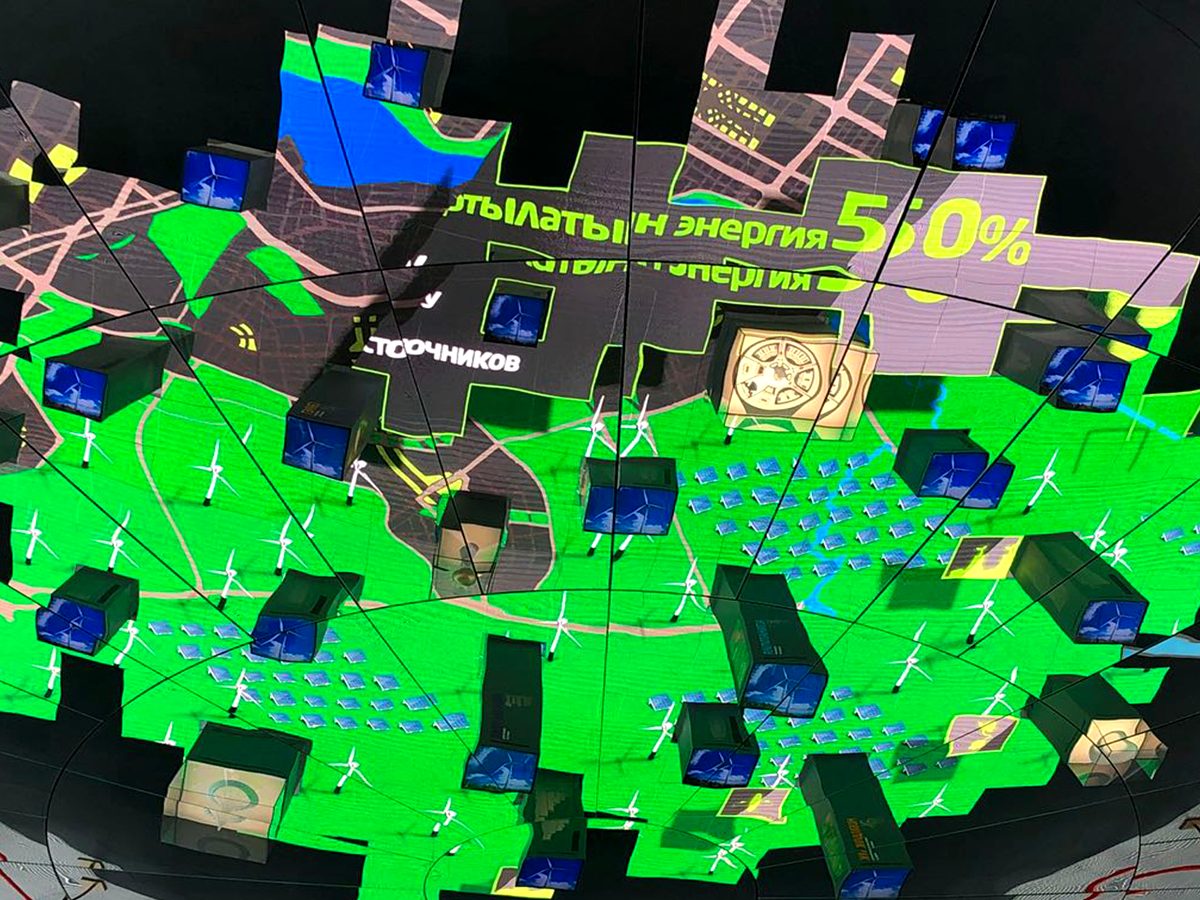 Il soffitto a mosaico LED verde del padiglione